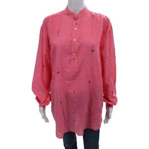 Designer Womens Every Little Thing Gonna Be All Right Shirt Pink Cotton Small